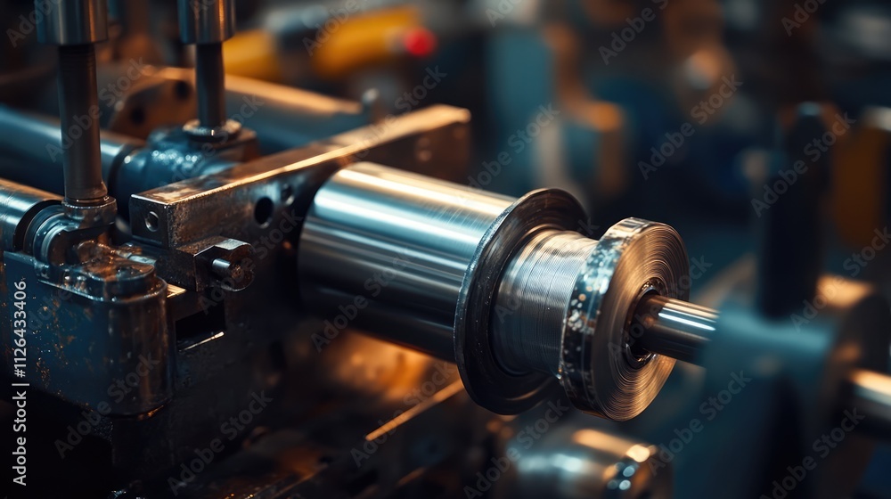 Aufkleber close up of a paper roll machine detailing precision engineering in industrial production processes 