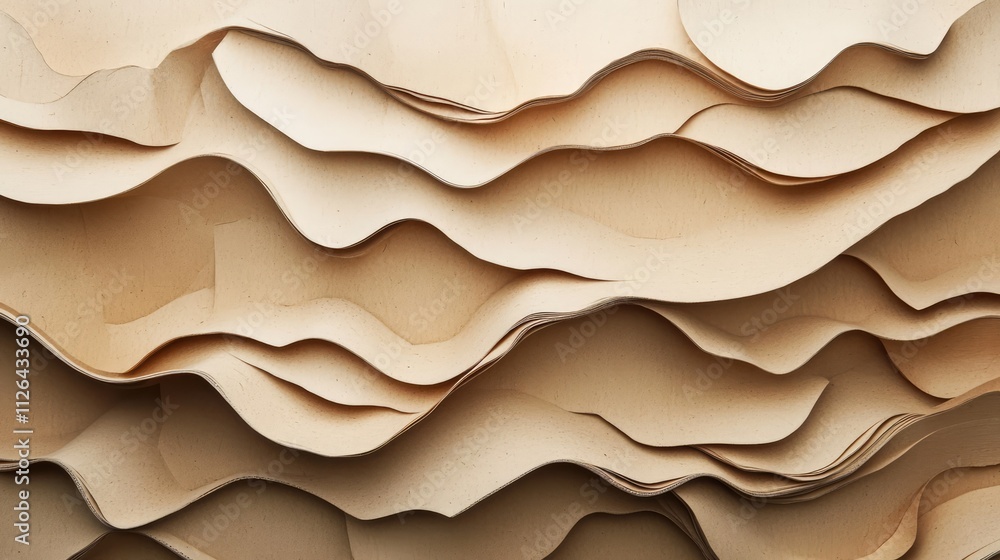 Poster textured layers of vintage cardboard sheets showcasing natural curves and patterns for artistic or d