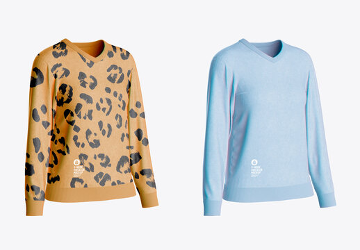Women's V-Neck Sweater Mockup