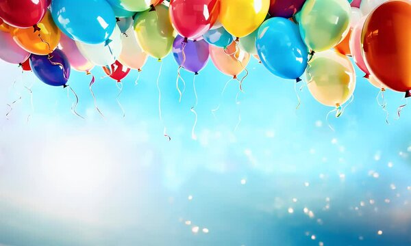 lively birthday celebration with a plethora of colorful balloons filling the space, adding joy and festivity.