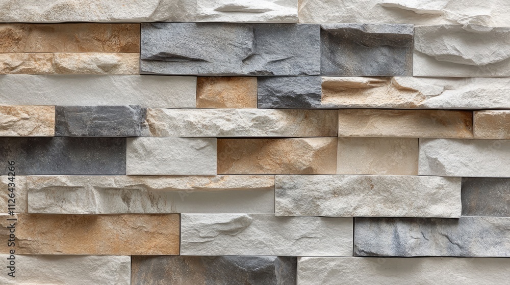 Poster textured stone wall background with varying colors and shapes ideal for design projects or interiors