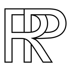 Logo sign rp pr, icon double letters logotype r p