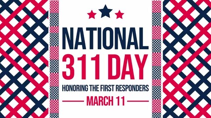 Three Eleven Day is a national day for first responders in USA, patriotic concept background 4k animation.