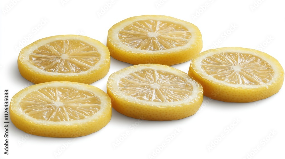 Aufkleber fresh lemon slices arranged on a clean white background showcasing their vibrant color and texture f