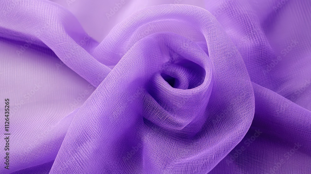 Poster purple tulle fabric texture with soft folds creating an elegant background ideal for fashion and des