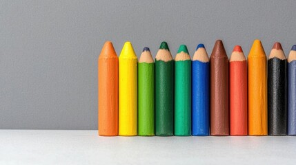 A photostock of vibrant pastel chalks arranged side by side on a neutral background, ideal for educational and artistic visuals. High Quality