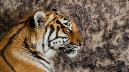 Obraz premium Tiger skin pattern textile design with velvet texture showcasing natural beauty and elegance in fabric for fashion or interior decor.