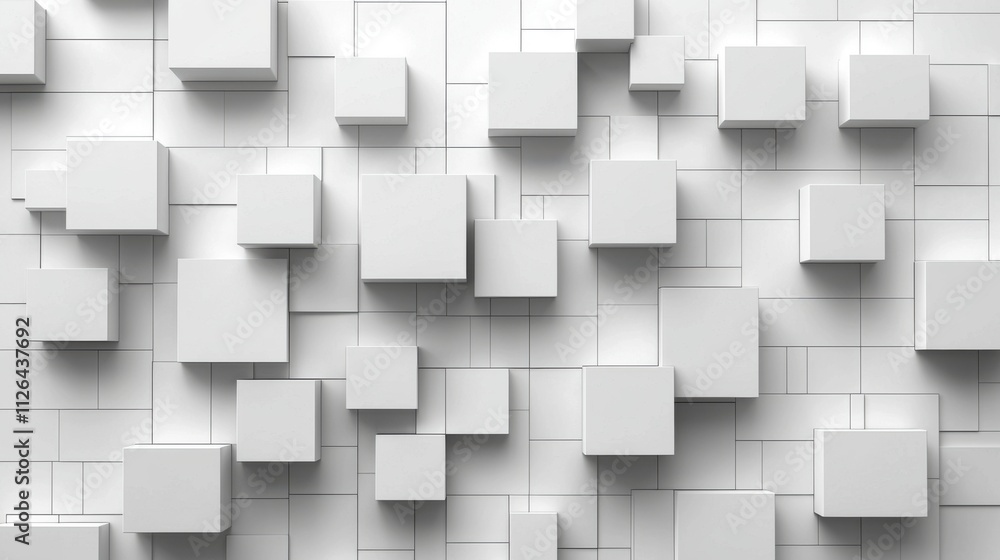 Poster abstract white cubes 3d background texture pattern design