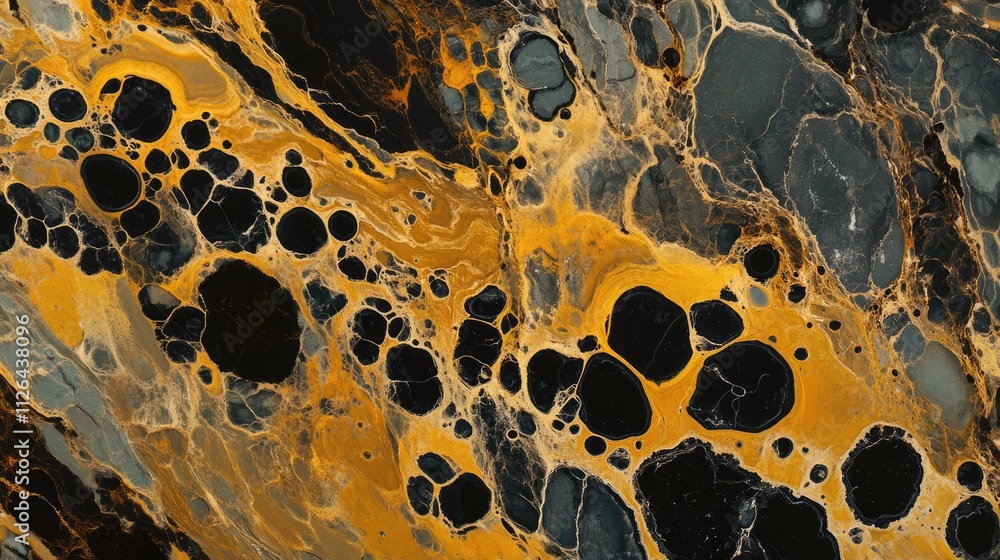 Poster abstract marbled texture with vibrant orange and black patterns ideal for backgrounds or artistic de
