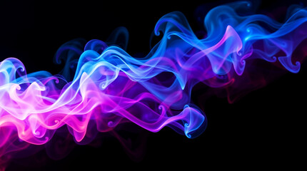 Vivid Smoke and Mist Swirl Creating Motion on a Black Background