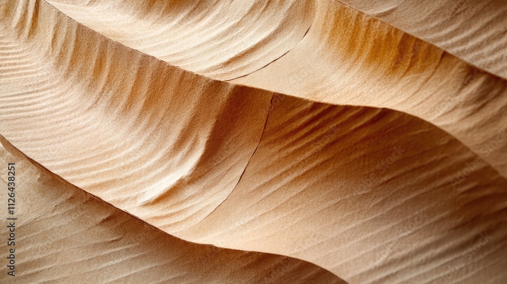 Poster textured close-up of layered cardboard sheets showcasing natural curves and intricate patterns in ne