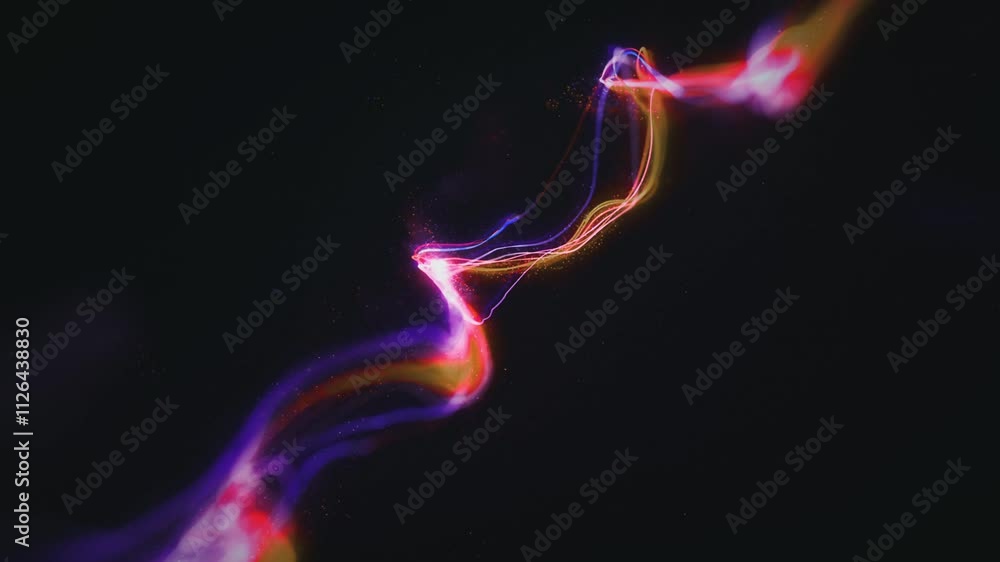 Poster organic fluid particles in and out/ animation of fluid energy particles coming in and out with depth