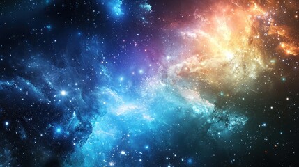 Fototapeta premium Cosmic Nebula: A Celestial Tapestry of Blue and Orange Hues