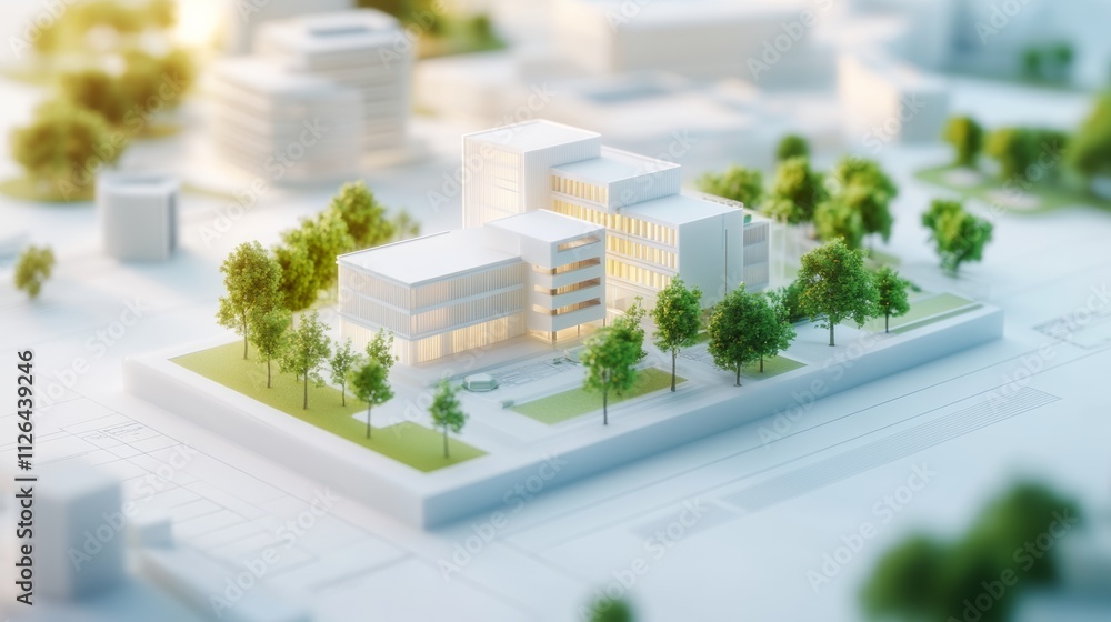 Poster modern building design showcase in urban environment innovative architecture and house concepts