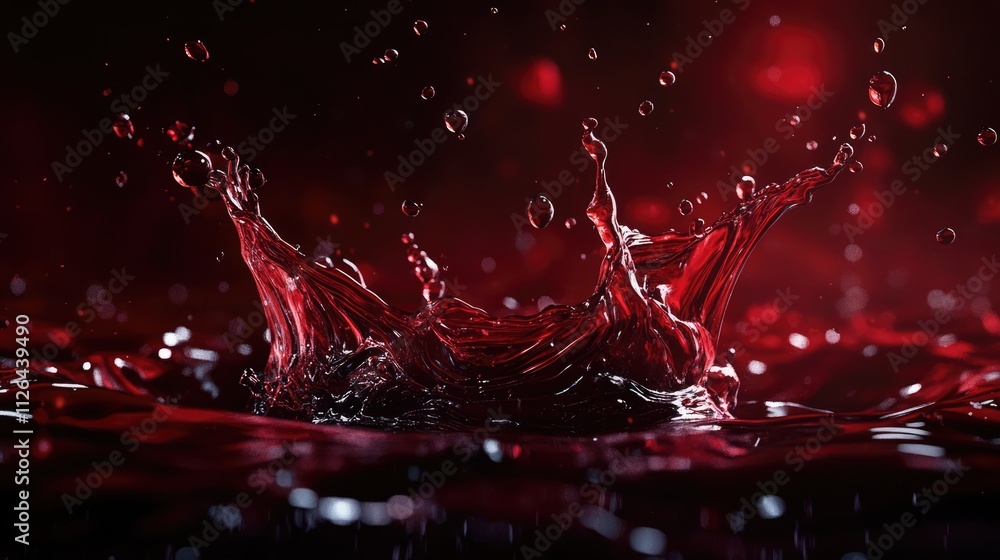 Poster dynamic splash of red wine on dark background capturing the elegance and movement of liquid with viv