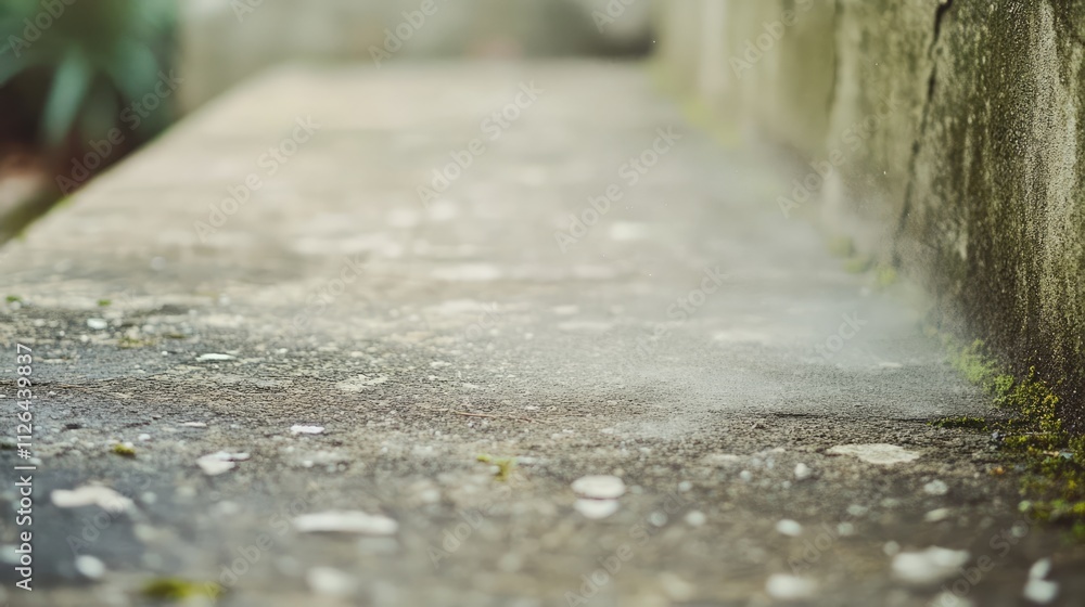 Poster stone surface with dust and moss in an outdoor setting creating a rustic and aged atmosphere for nat