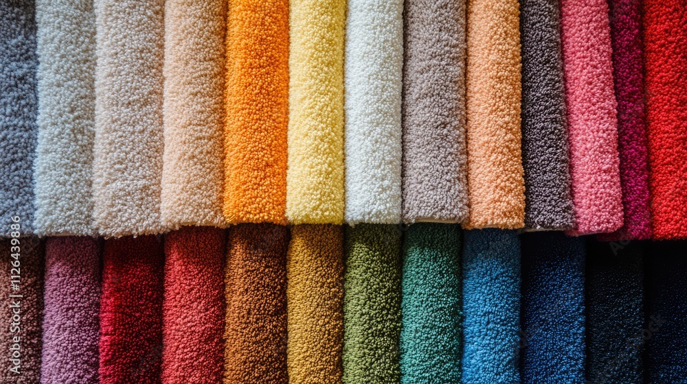Poster vibrant multicolored textile swatch showcasing soft textured fabric in an array of hues for design a