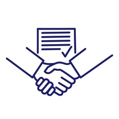 Business handshake teamwork linear concept. Contract line icon. Financial deal pictogram. Agreement signing symbol. Vector isolated on white.