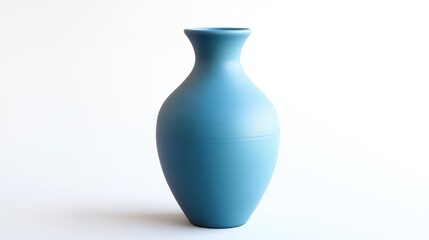 Elegant blue vase displayed on a minimalist white background highlighting its smooth curves and artistic design for home decor inspiration.