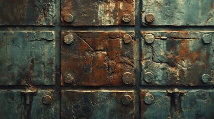 Rusted rectangular metal plates with vintage texture illustrating weathered and distressed industrial elements for background or design use