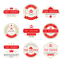 Vintage restaurant logos design templates collection. Restaurant ornament logo vector design elements set