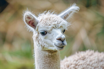 Fototapeta premium Generated AI portrait of cute alpaca lama
