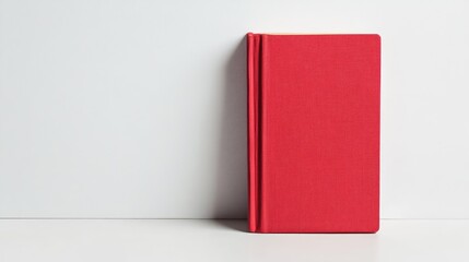Red hardcover book on a minimalistic white background showcasing the simplicity and elegance of literature and design.