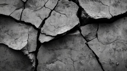 Dark cracked concrete texture background for modern design and construction projects emphasizing roughness and natural material aesthetics