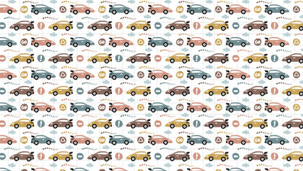 Cute car hand drawn background patterns