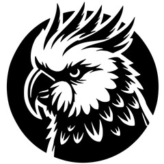 Silhouette of angry cockatoo head