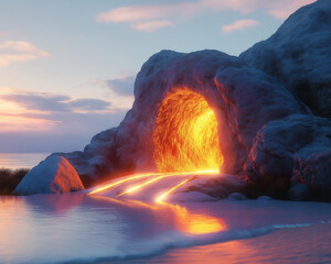 Empty Tomb with Light Rays