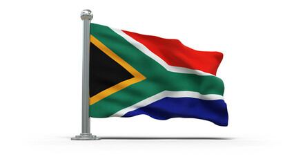 mini drapeau sud africain sur pied, posé sur un fond transparent - rendu 3D	
