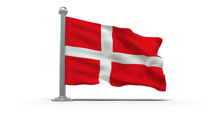 mini drapeau danois sur pied, posé sur un fond transparent - rendu 3D	

