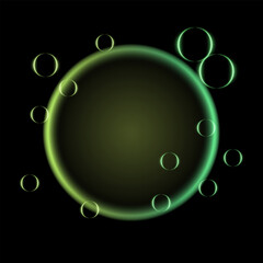 Green and yellow neon gradient effect. A glowing circular gradient blending vivid green and soft yellow, accented by luminous orbs, perfect for creative and nature-inspired designs.