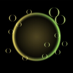 Green and yellow neon gradient effect. A glowing circular gradient blending vivid green and soft yellow, accented by luminous orbs, perfect for creative and nature-inspired designs.