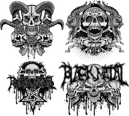 Obraz premium set, gothic sign with skull, grunge vintage design t shirts 