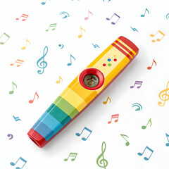 A vibrant kazoo with a colorful finish, offering fun, playful tunes,