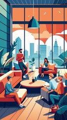 A group of people are sitting in a living room