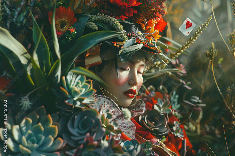 Poster beautiful character in the wonderland designed with generative ai technology