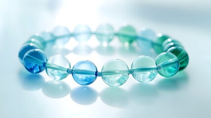 Elegant Geometric Glass Bead Bracelet Stunning Turquoise Reflection Artistry