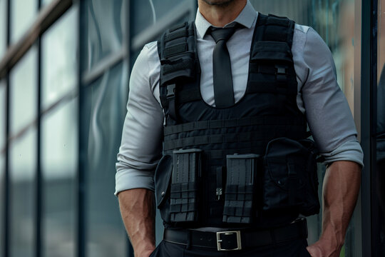 Employees work in security control center generative AI image