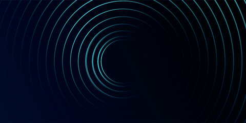 Blue abstract background with glowing circles. Swirl circular lines pattern. Geometric spiral. Twirl element. Modern graphic desi