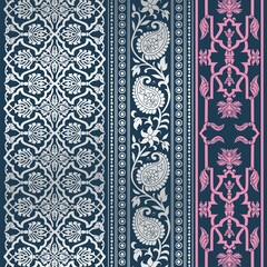 wedding card design, traditional paisley floral pattern , royal India	