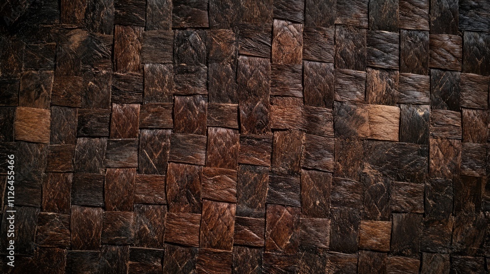 Poster handcrafted dark brown wicker texture background for natural and rustic design projects