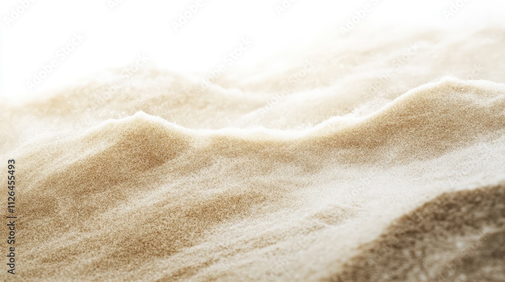 Aufkleber fine beige sand texture gently flowing on a white background creating a serene and minimalist natura