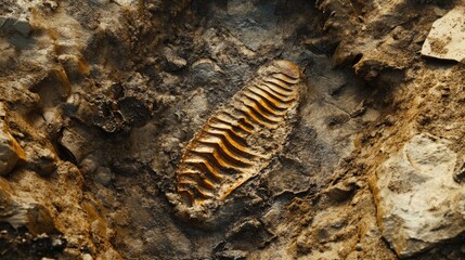 Trilobite fossil imprint captured in ancient sediment showcasing intricate details and geological history.