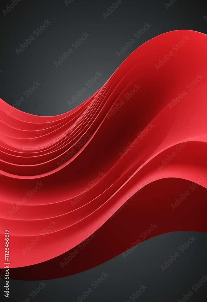 Poster red wave 3d abstract background