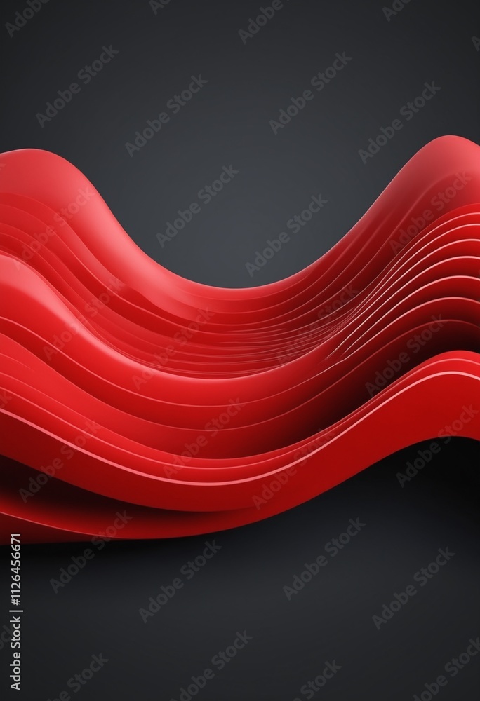 Poster Red wave 3d abstract background