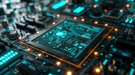 Obraz premium A closeup of a computer screen displaying the intricate circuitry and programming used to control an advanced robotic embly line.