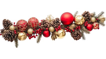 christmas garland decorations with transparent/white background